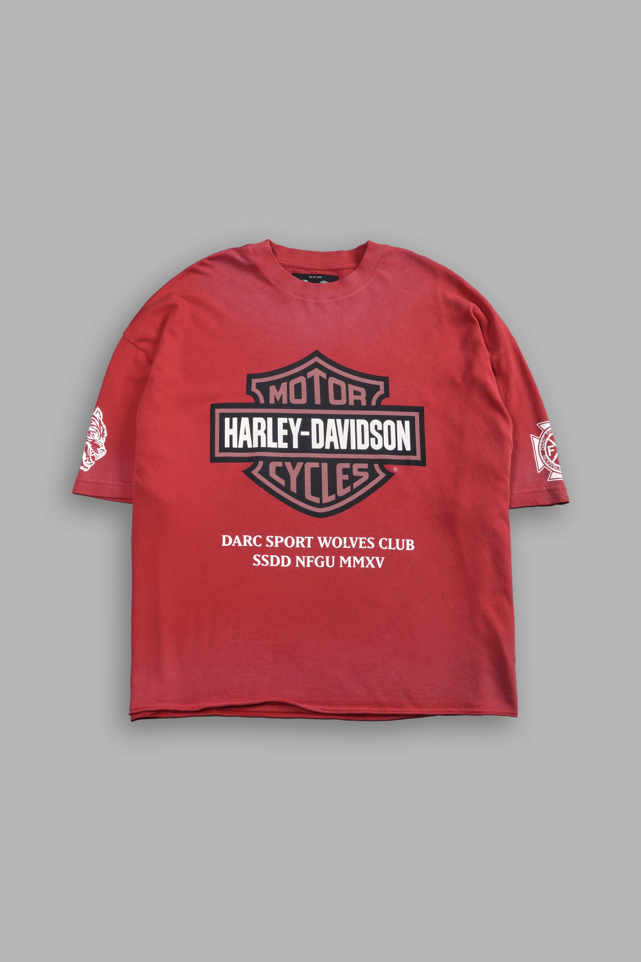 Our Clubs Premium Unisex Raw Hem "Box Cut" Tee in Roman Red Drift Wash