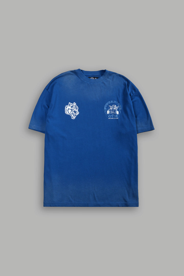 Powerhouse of the Cherub Unisex Premium Oversized Tee in Darc Cobalt Drift Wash