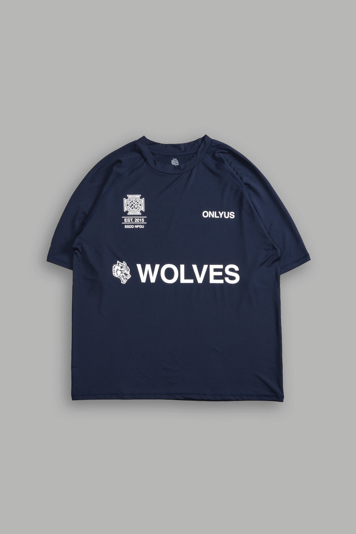 Always Stay True "Dry Wolf" S/S Raglan Tee in Navy