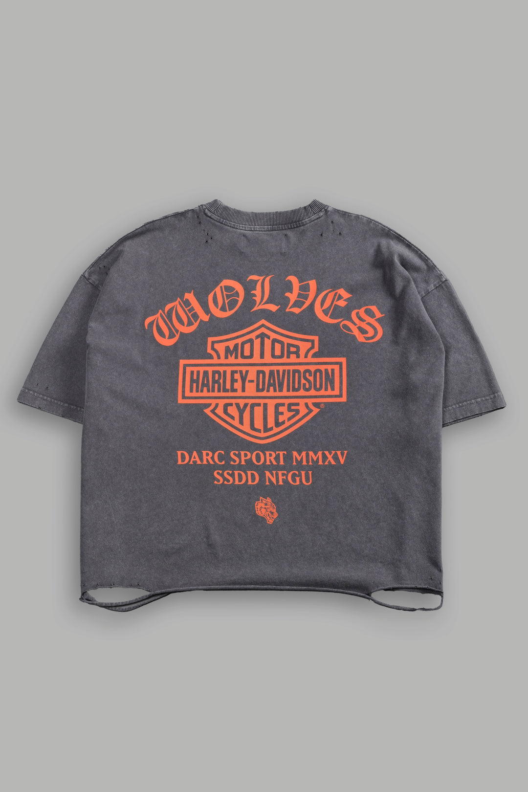 Harley-Davidson Wolves Distressed Grunge "Box Cut" Tee in Slate Gray