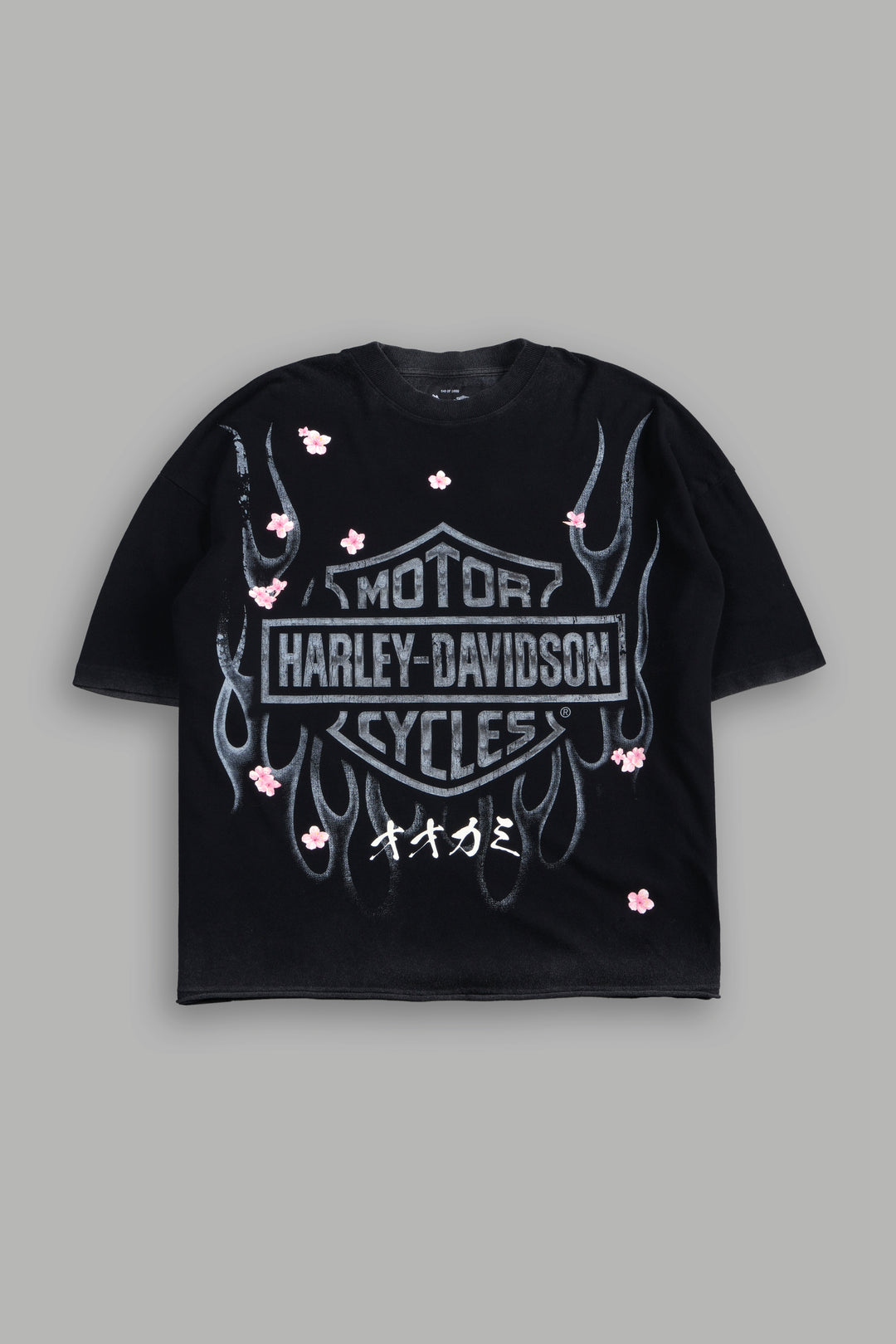 Darc Blossom Premium Raw Hem Box Cut Tee in Washed Black