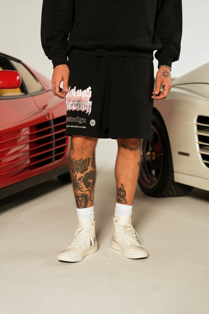 You'll Know Oversized Post Lounge Sweat Shorts in Black