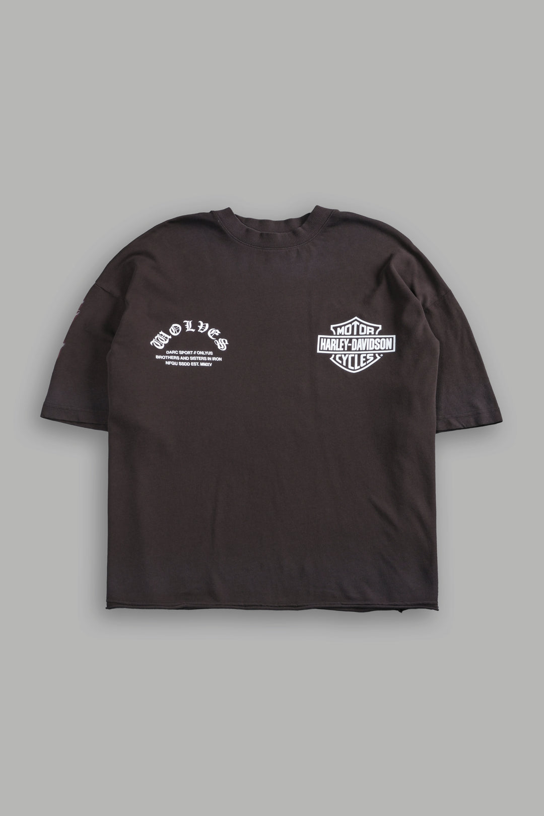 Iron Lightning Premium Unisex Raw Hem "Box Cut" Tee in Darc Brown Drift Wash