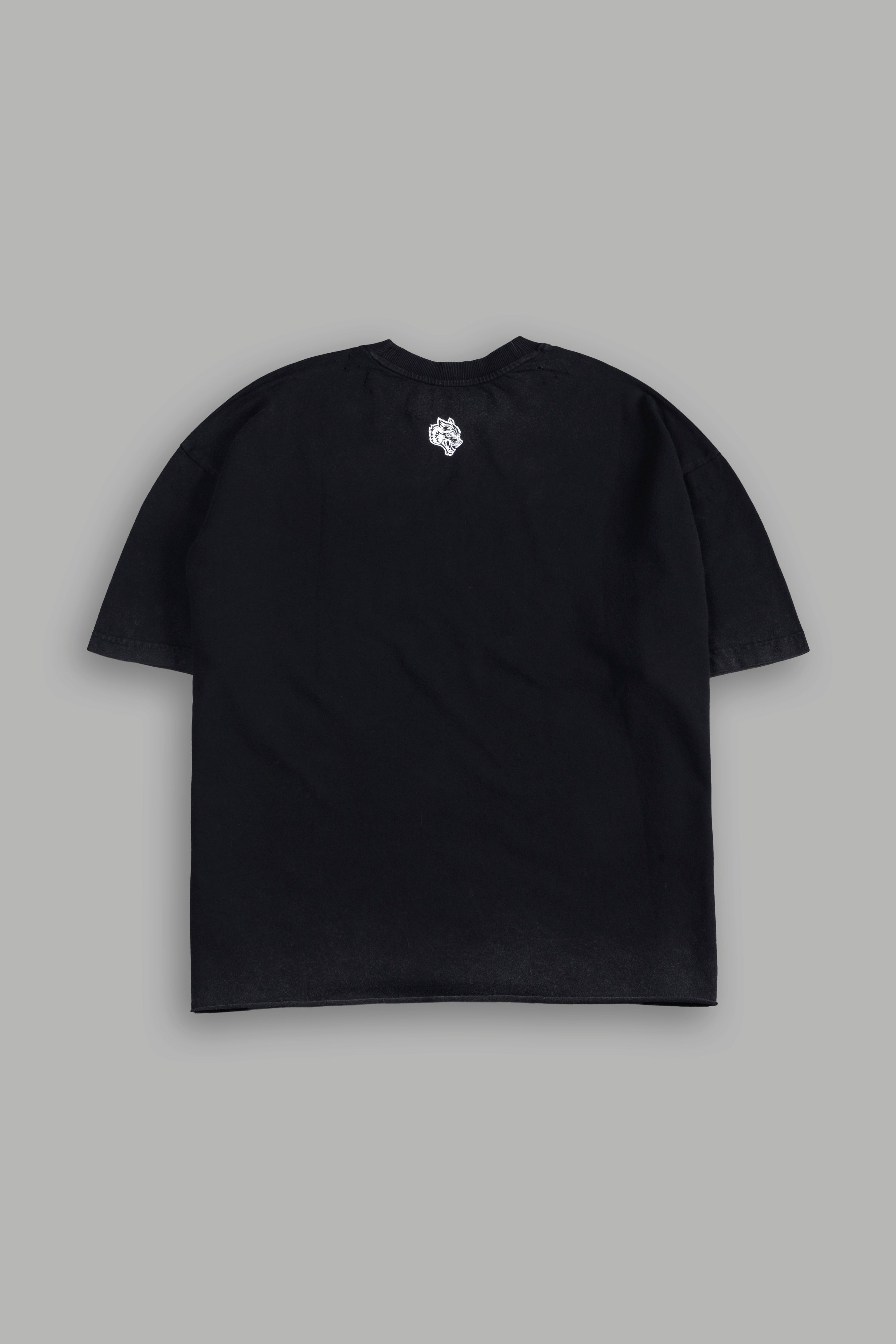 Darc Blossom Premium Raw Hem Box Cut Tee in Washed Black