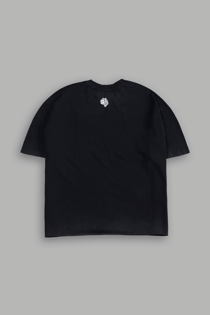 Darc Blossom Premium Raw Hem Box Cut Tee in Washed Black