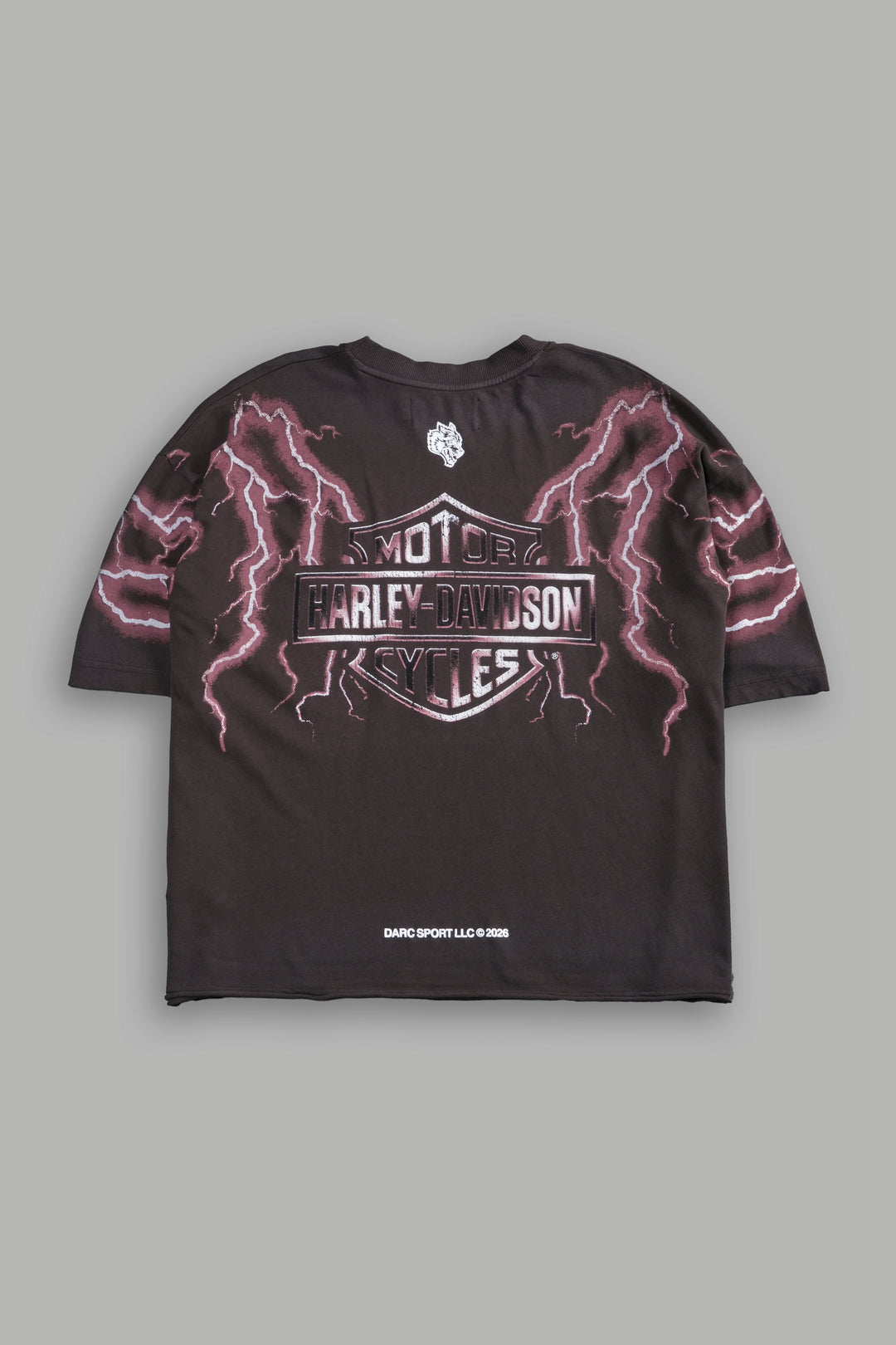 Iron Lightning Premium Unisex Raw Hem "Box Cut" Tee in Darc Brown Drift Wash