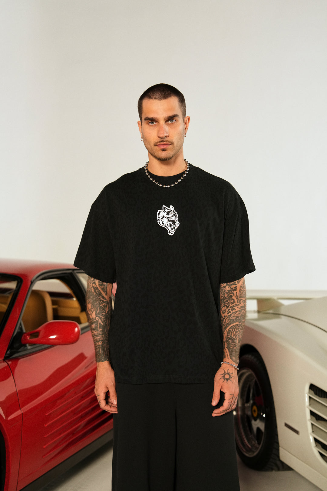 Big Wolf Loyalty "Premium" Oversized Tee in Charcoal Leopard