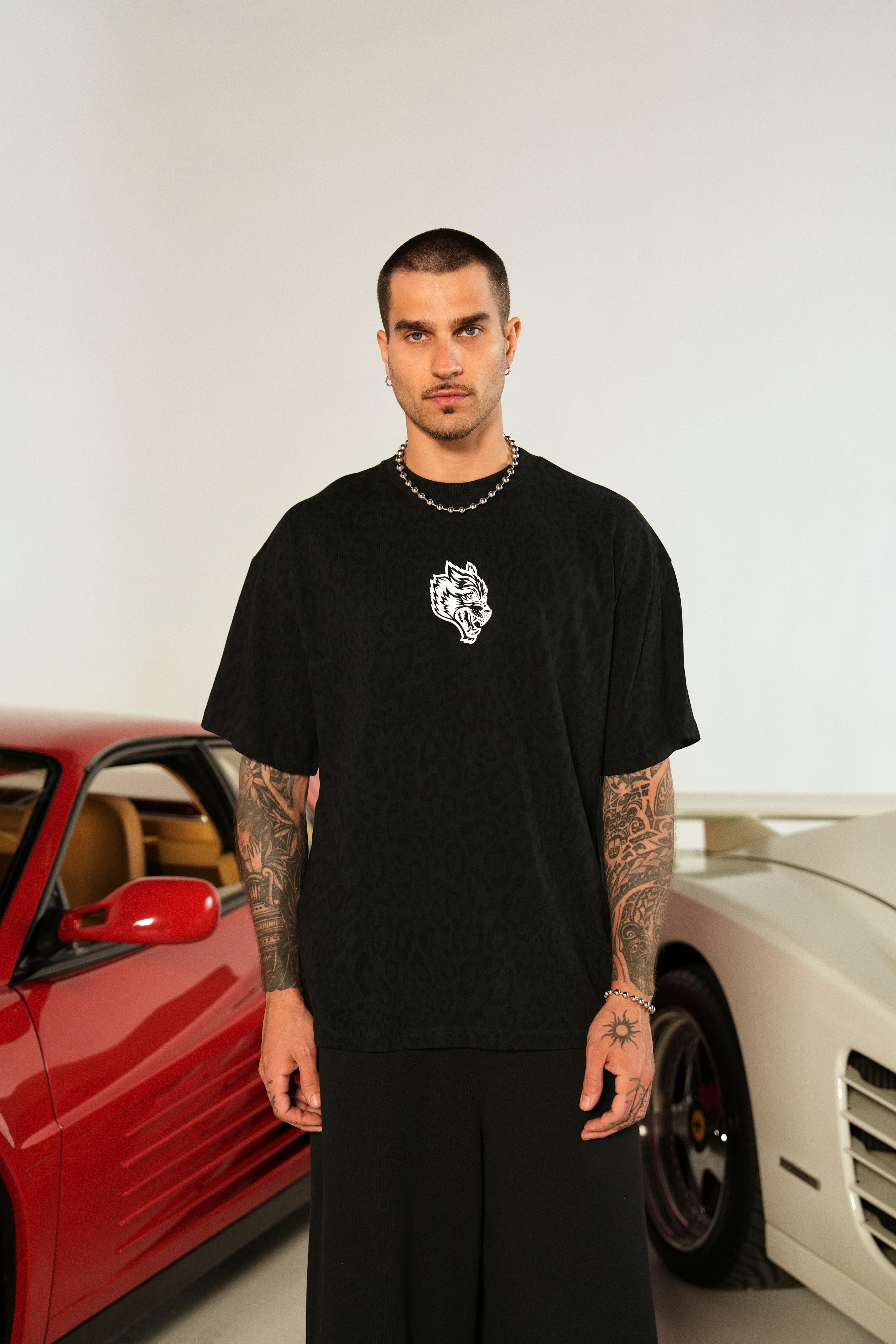 Big Wolf Loyalty "Premium" Oversized Tee in Charcoal Leopard