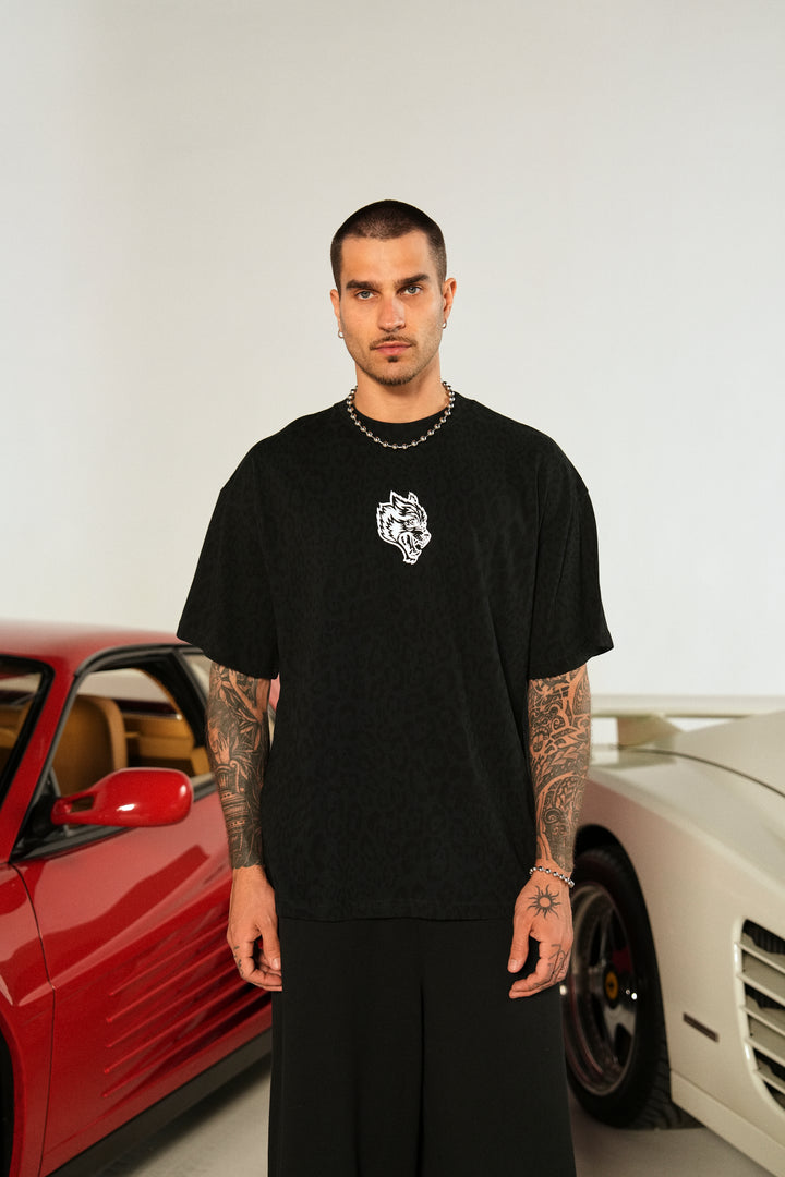 Big Wolf Loyalty "Premium" Oversized Tee in Charcoal Leopard