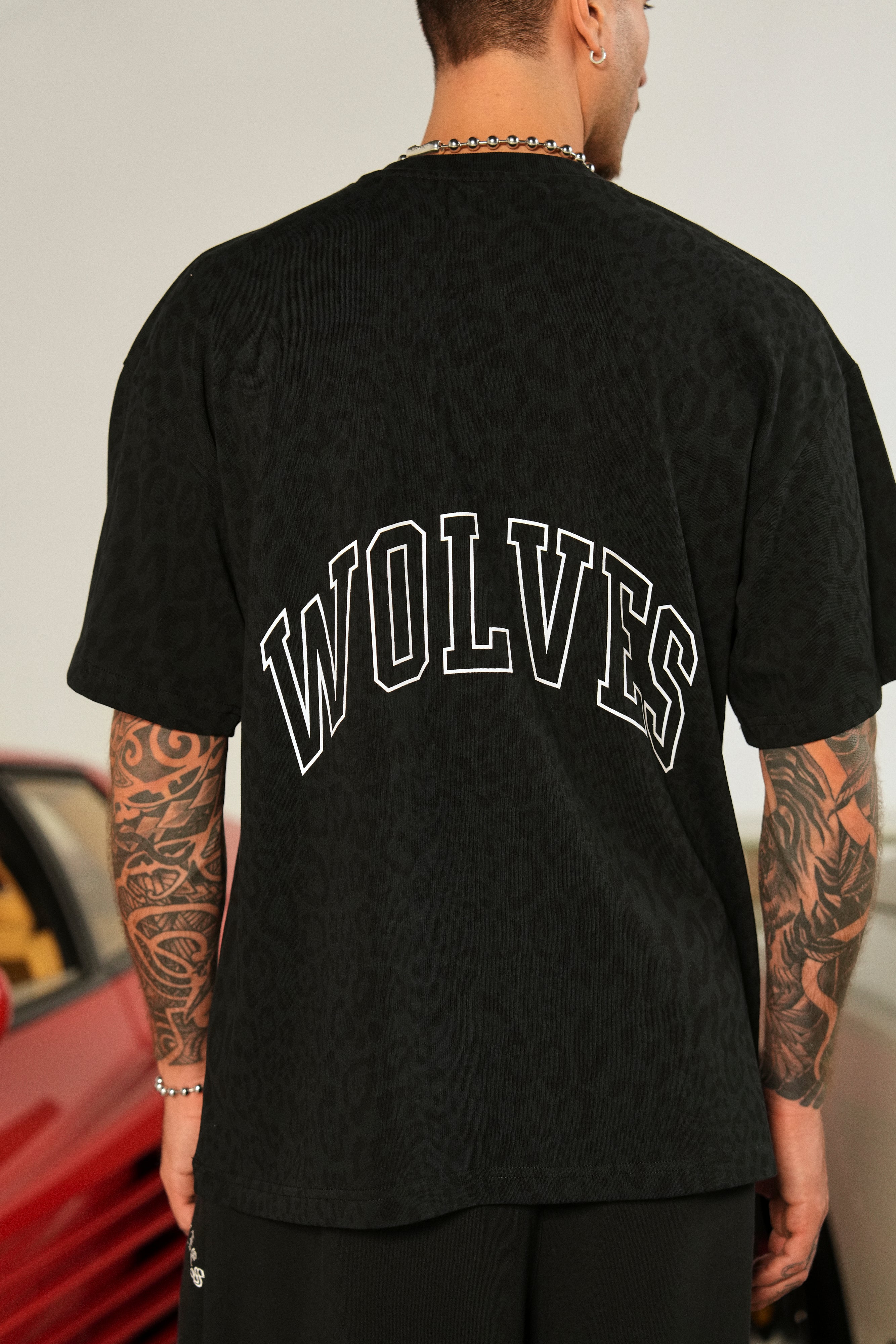 Big Wolf Loyalty "Premium" Oversized Tee in Charcoal Leopard