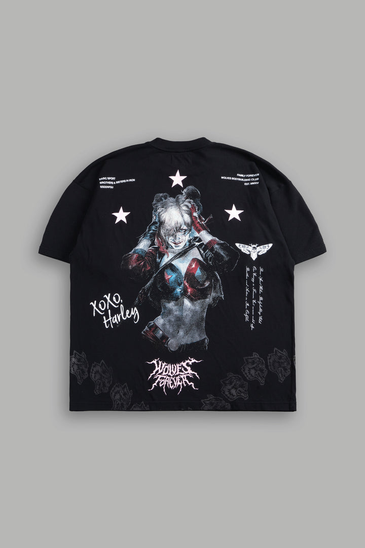 Darc Harley Quinn "Side By Side" Series Premium Oversized Tee in Black
