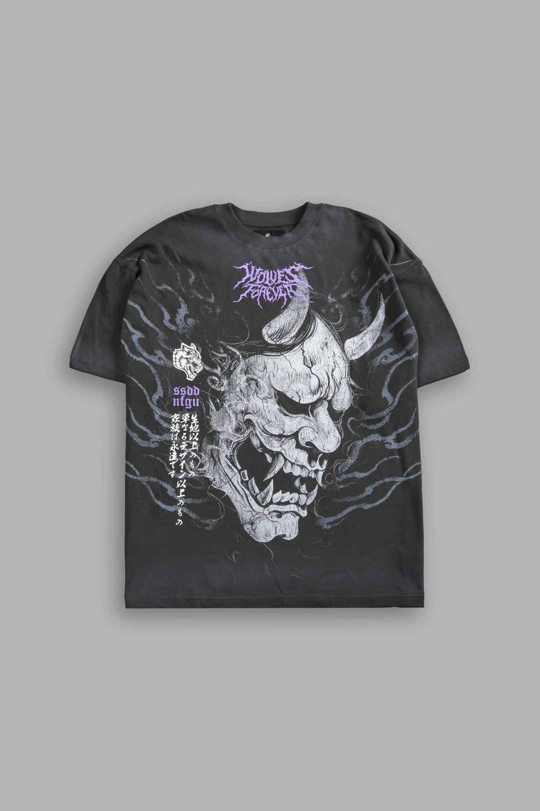 Hannya Inferno "Premium" Oversized Tee in Wolf Gray Sun Fade