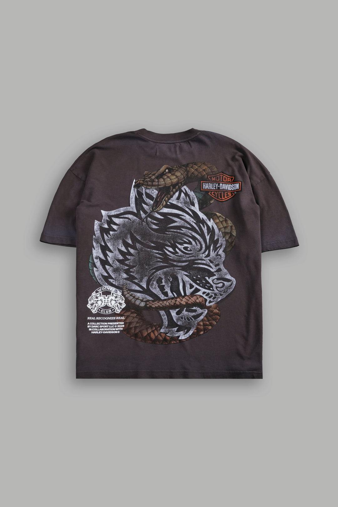 The Snake & The Wolf "Premium" Oversized Tee in Darc Brown Drift Wash