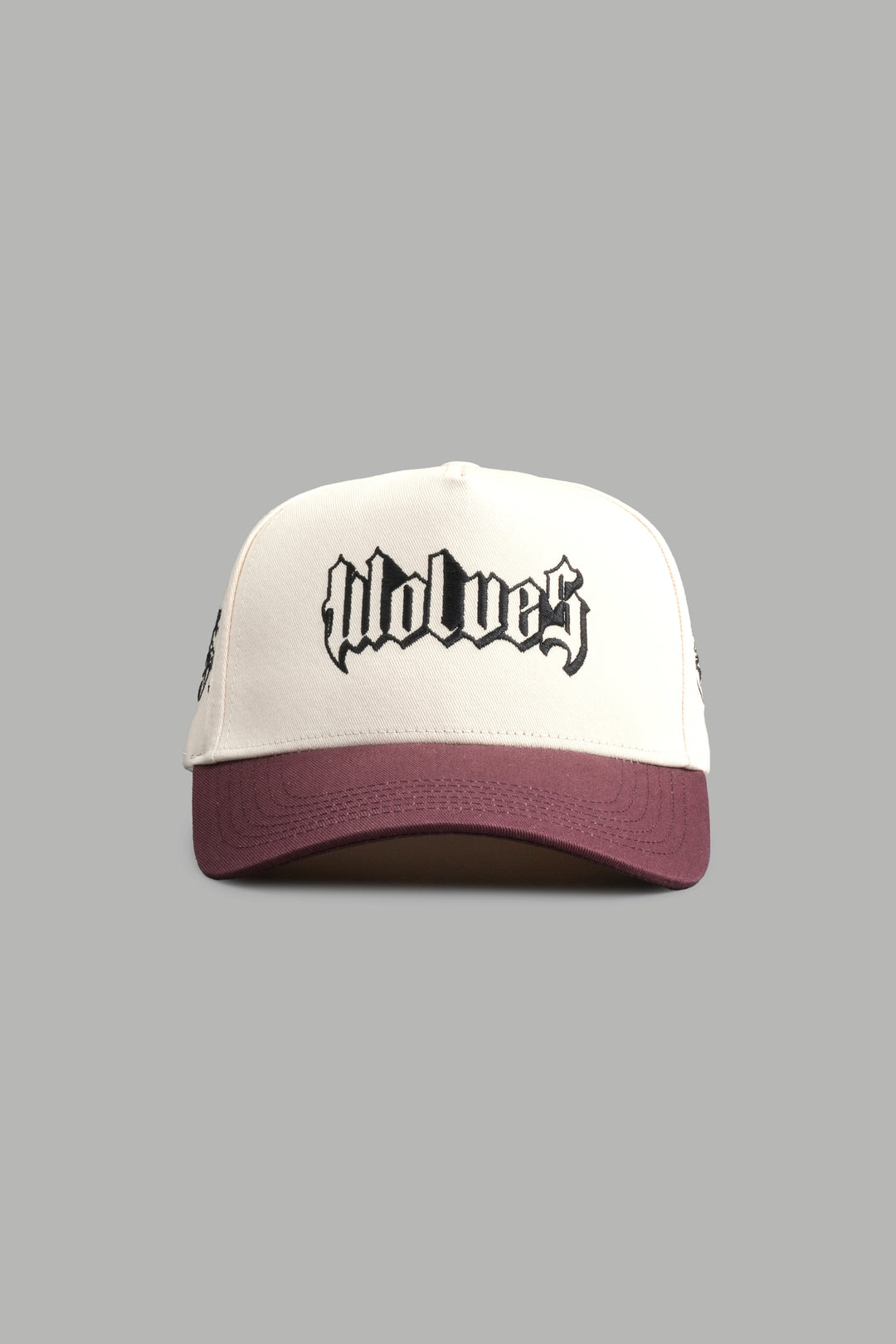 Thorns 5 Panel Hat in Cream/Oxblood