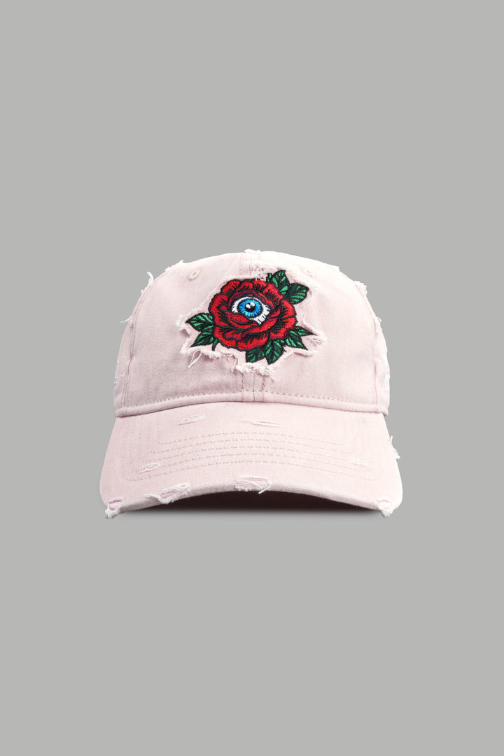 Eye of the Beholder Distressed Dad Hat in Washed Bubblegum