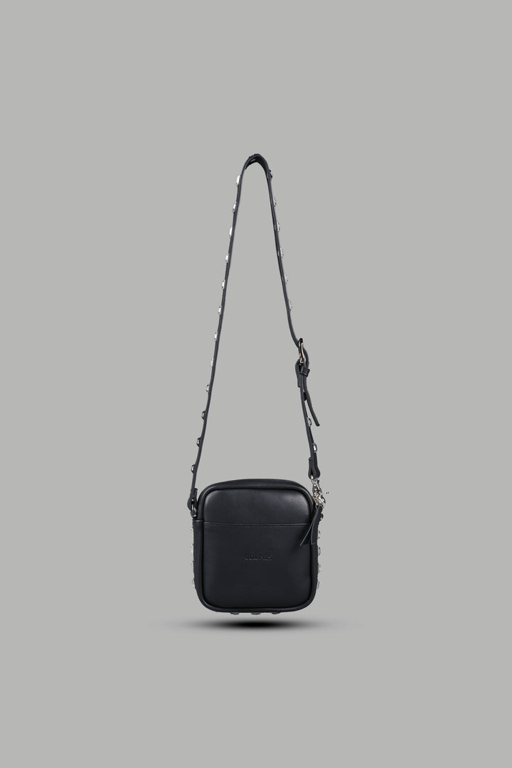 Wolves OnlyUs Slim Leather Side Bag in Black