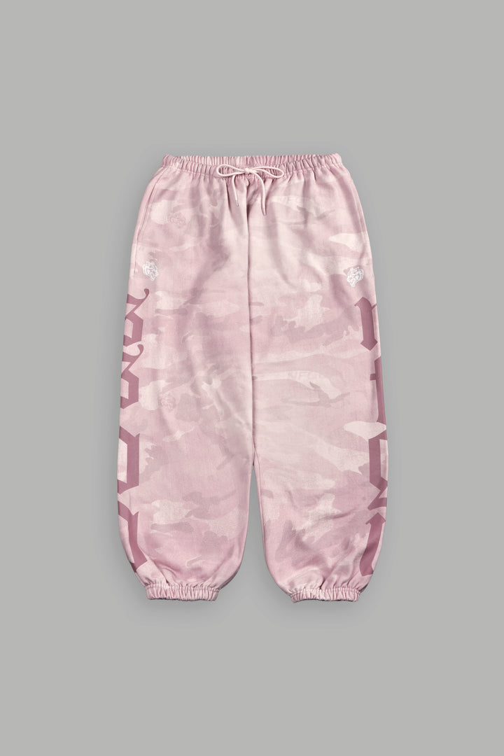 Our Mantra Unisex Lounger Sweat Pants in Blush Vintage Woodland Camo