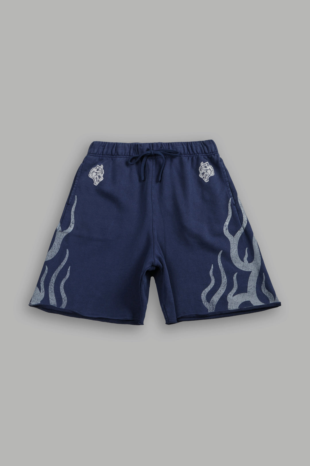 Fight Or Flight Grunge Oversized Raw Hem Post Lounge Sweat Shorts in Navy