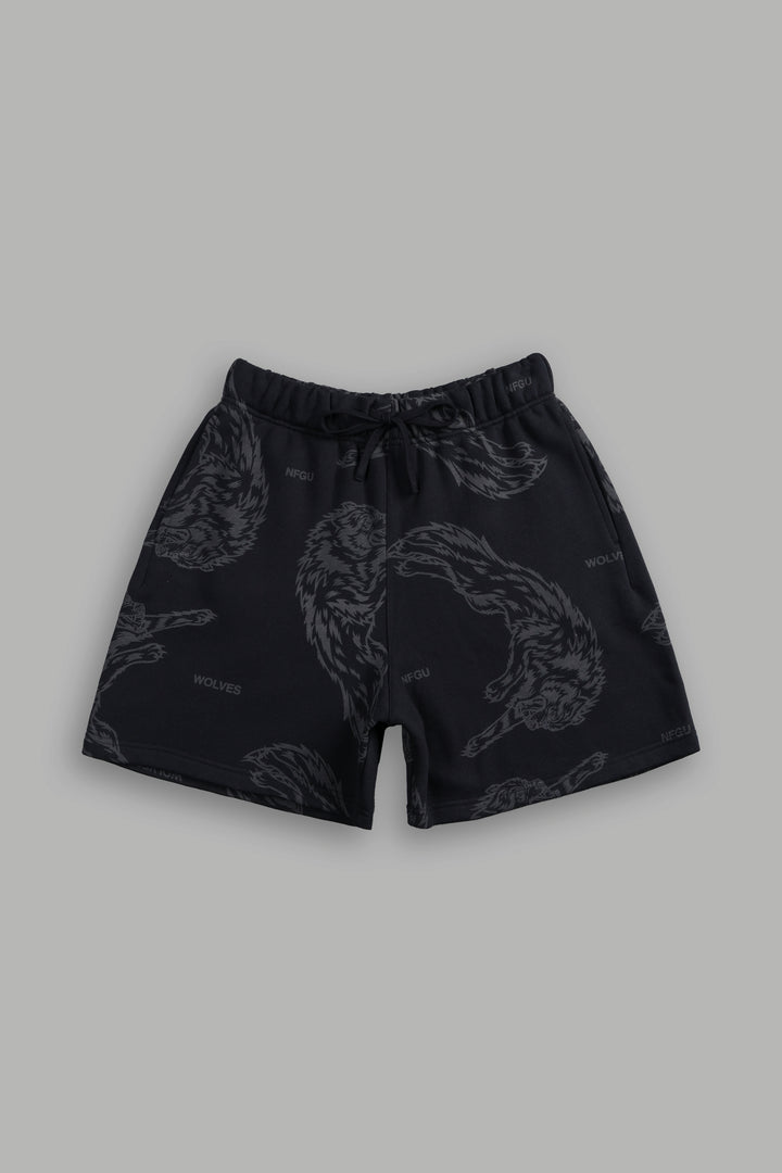 Leap Of Faith Oversized Post Lounge Sweat Shorts in Black