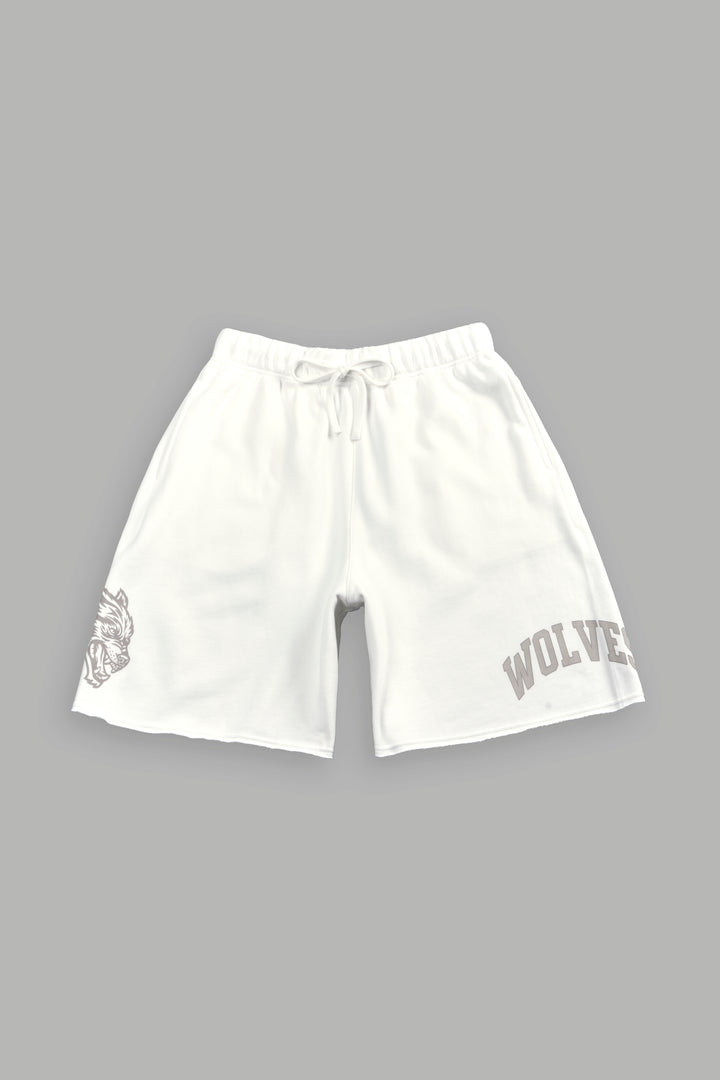 Loyalty Frvr Raw Hem Oversized Post Lounge Sweat Shorts in Cream