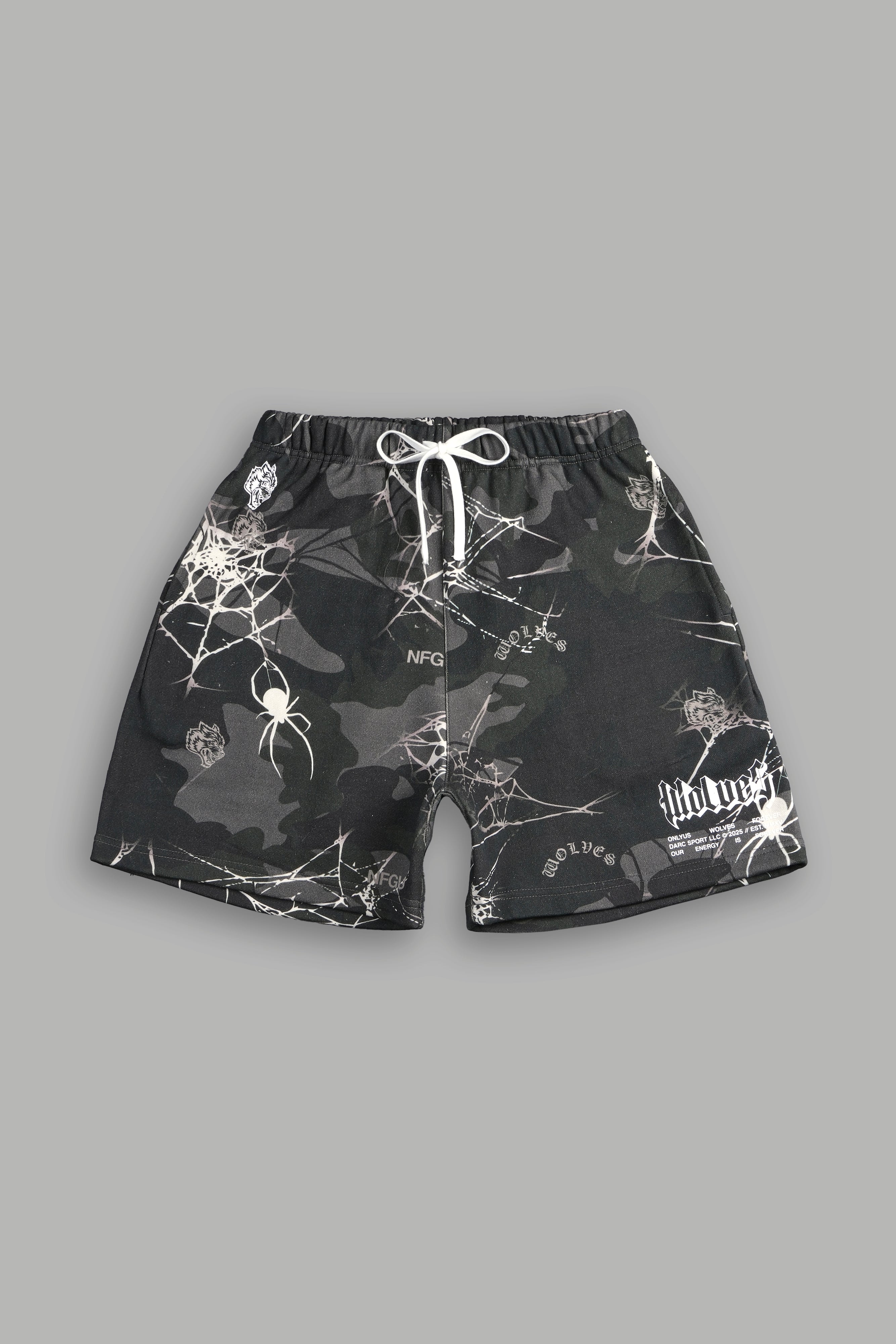 Symbiosis Post Lounge Sweat Shorts in Spider Camo