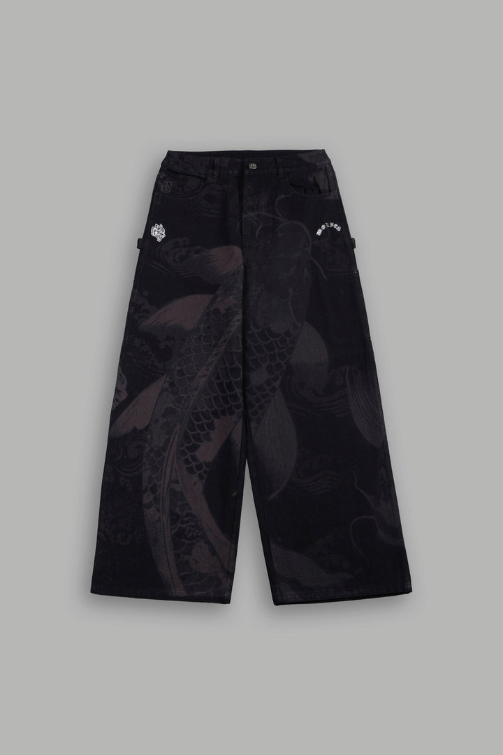 Darc Koi Wide Leg Carpenter Pant in Black