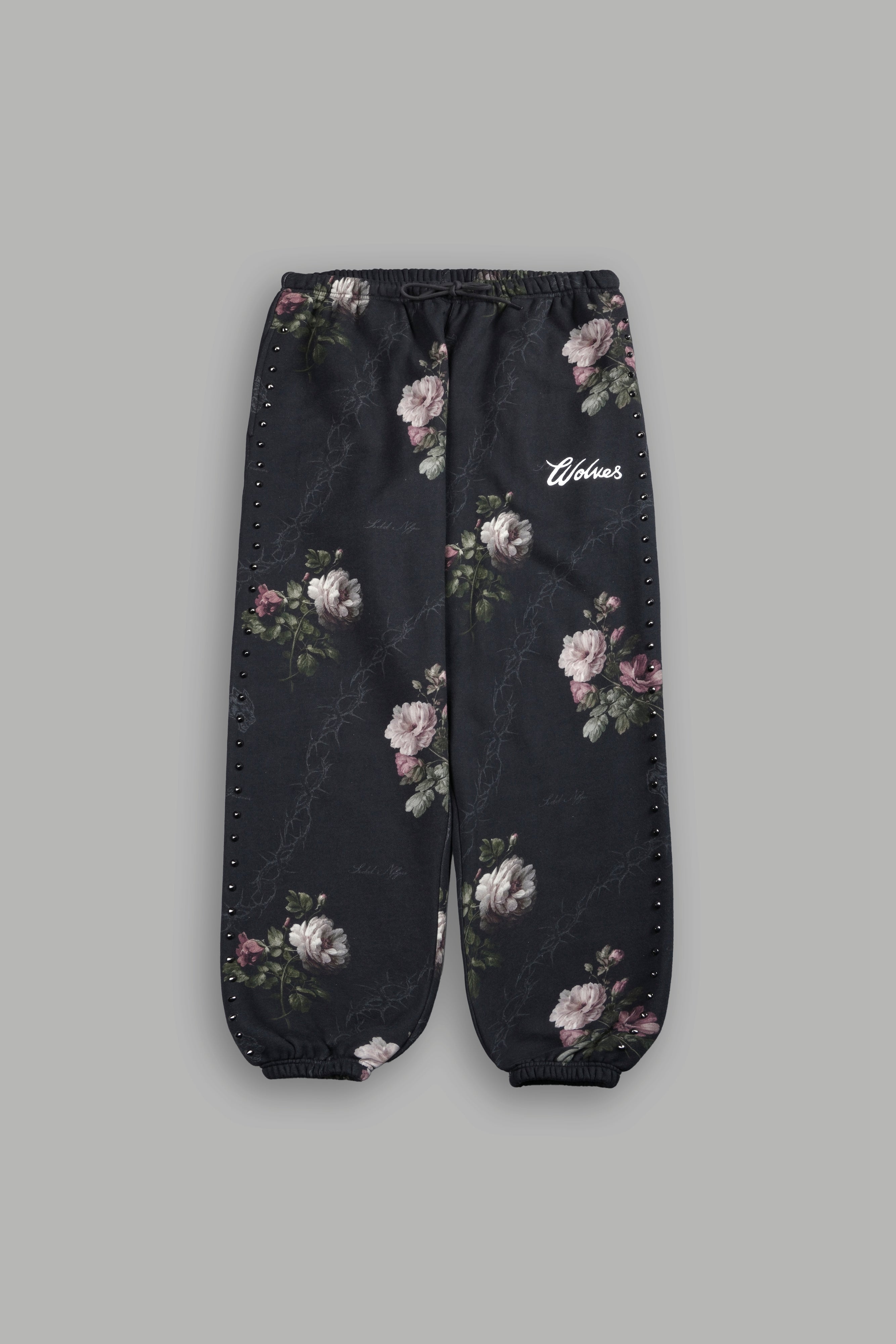 Rose Thorn Lightweight Lounger Sweat Pants in Black Rose Thorn