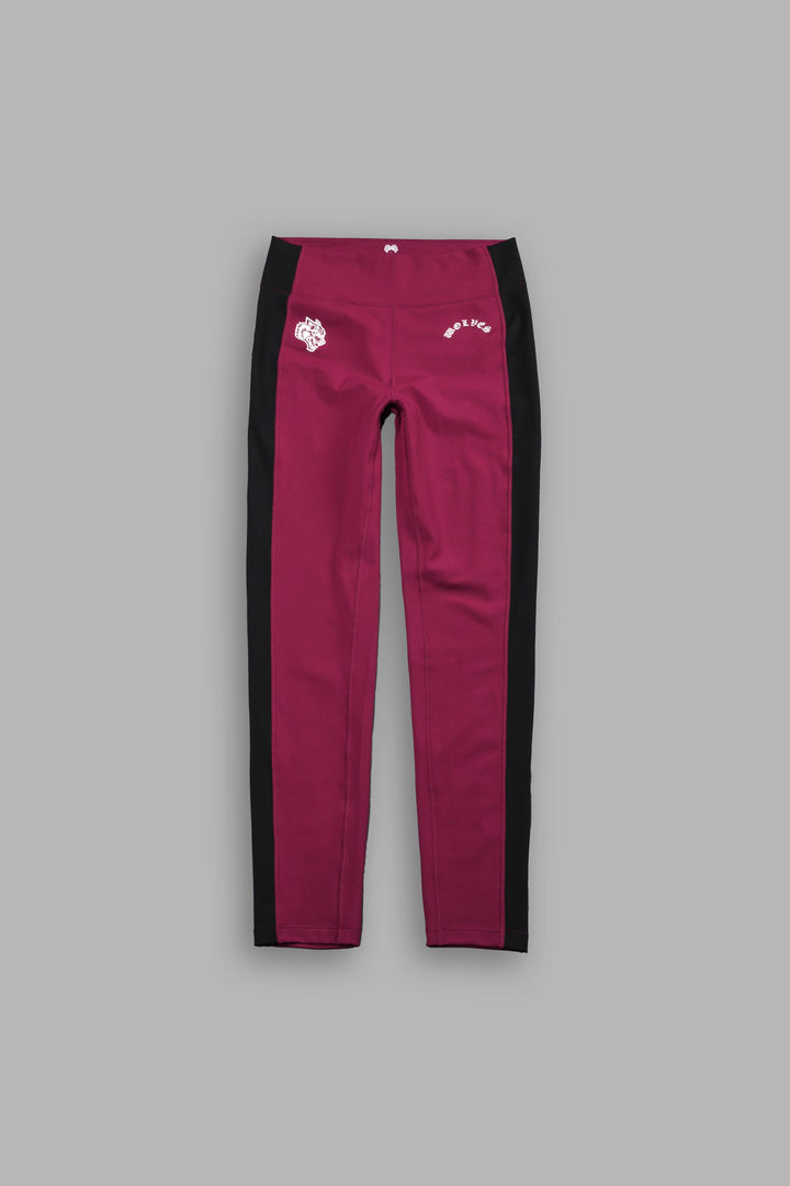 Chopper Wolf "Celine" Stripe Energy Leggings in Deep Raspberry