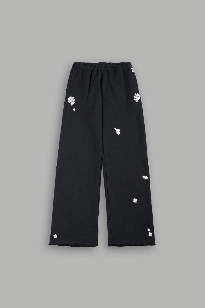 Dual Wolf Sakura Premium Big Cozy Sweats In Black