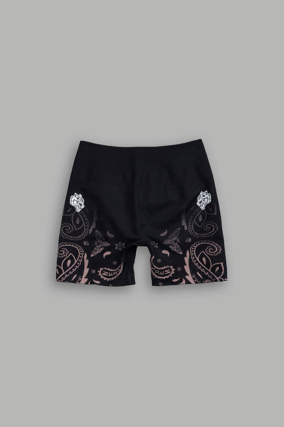Faded Paisley "Stella" Soft Seamless Shorts in Black
