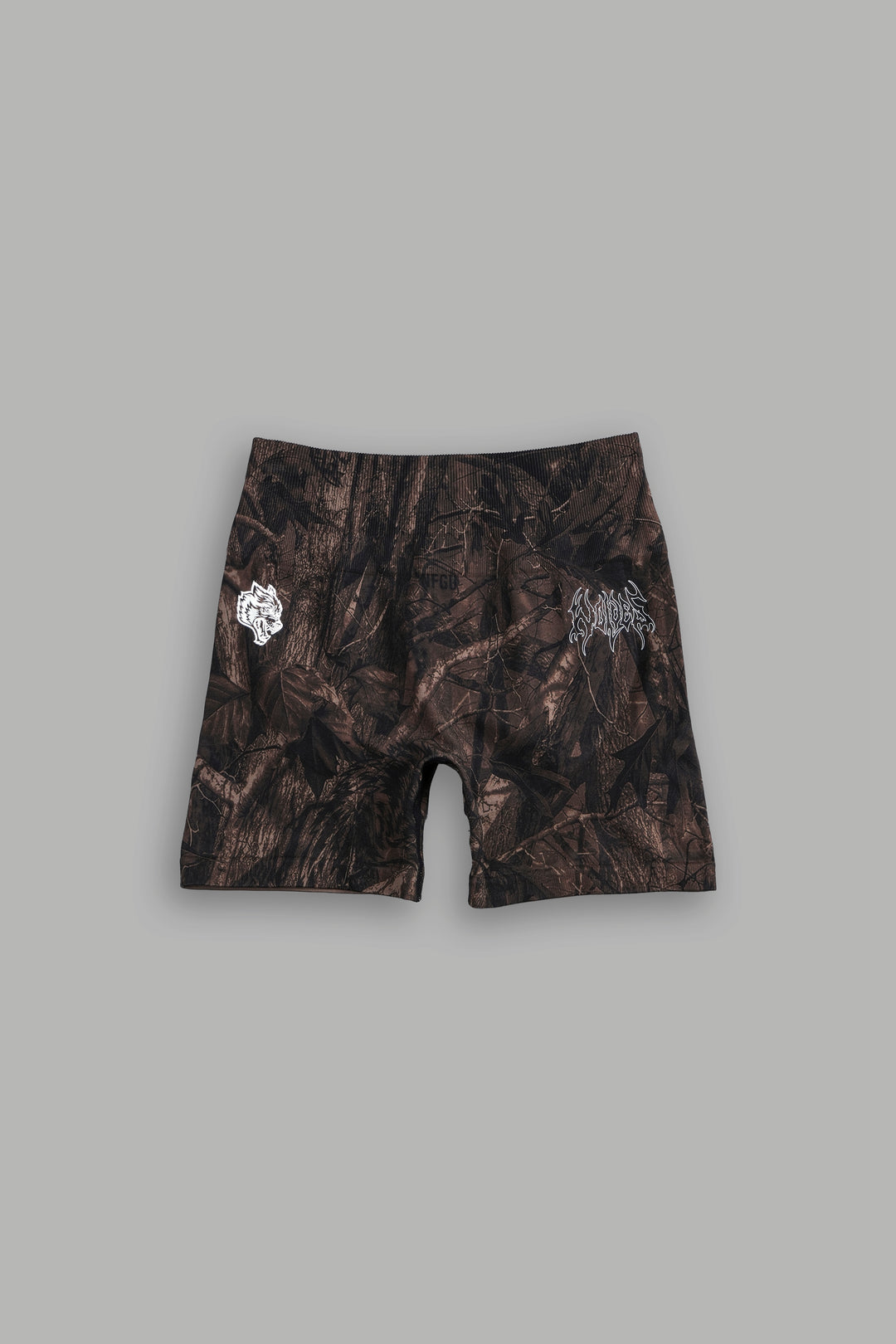 Hesh Forever Everson Seamless "Training" Shorts in Brown Driftwood Forest Camo