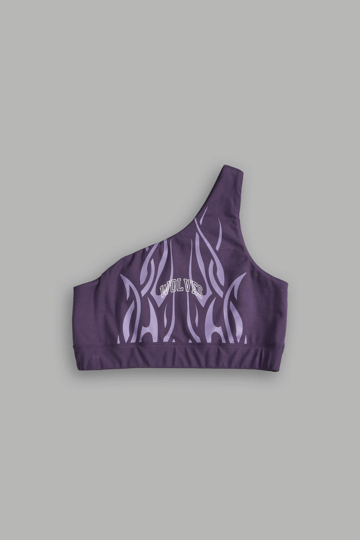 Finite Flame One Shoulder Sports Bra in Phantom Purple