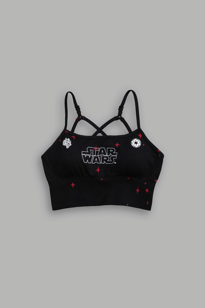 The Power "Everson Seamless" Huxley Bra in Black/Red Starry Night