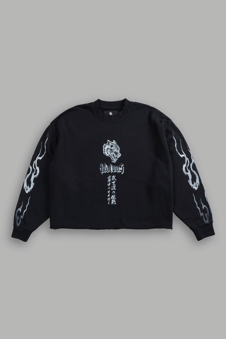Darc Infernal Raw Hem "Box Cut" Crewneck in Black