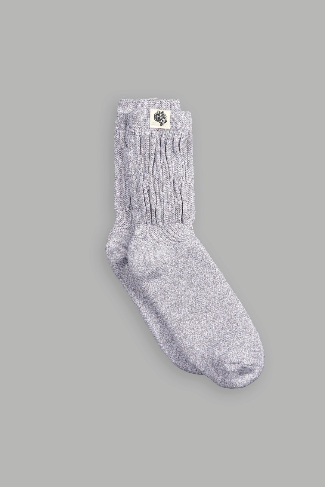 Wolf Patch V2 Comfy Socks in Heather Gray