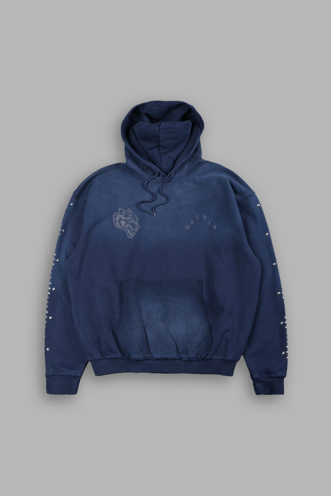 Wolves Heritage Grunge Moatis Hoodie In Navy Sun Fade
