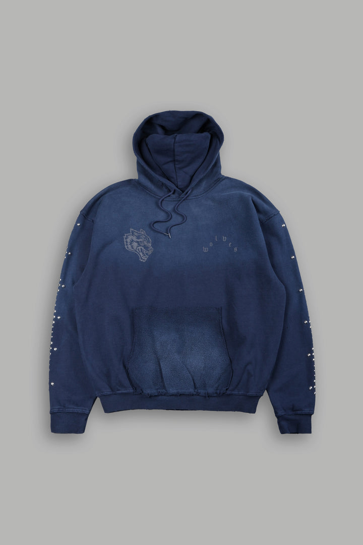 Wolves Heritage Grunge Moatis Hoodie In Navy Sun Fade