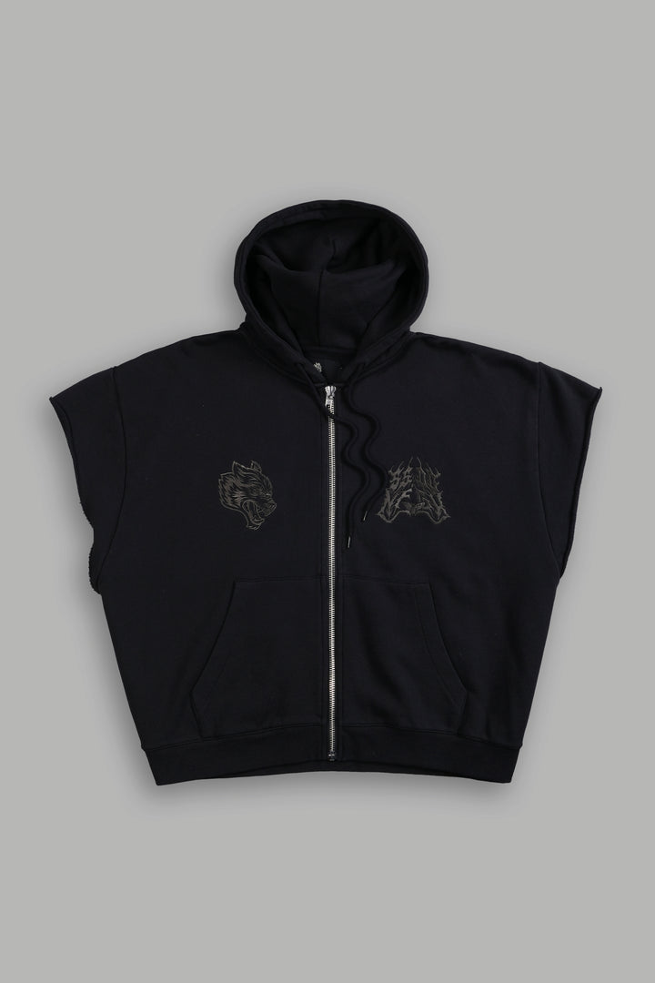SSDDNFGU Moth Creed Cap Zip Hoodie in Black
