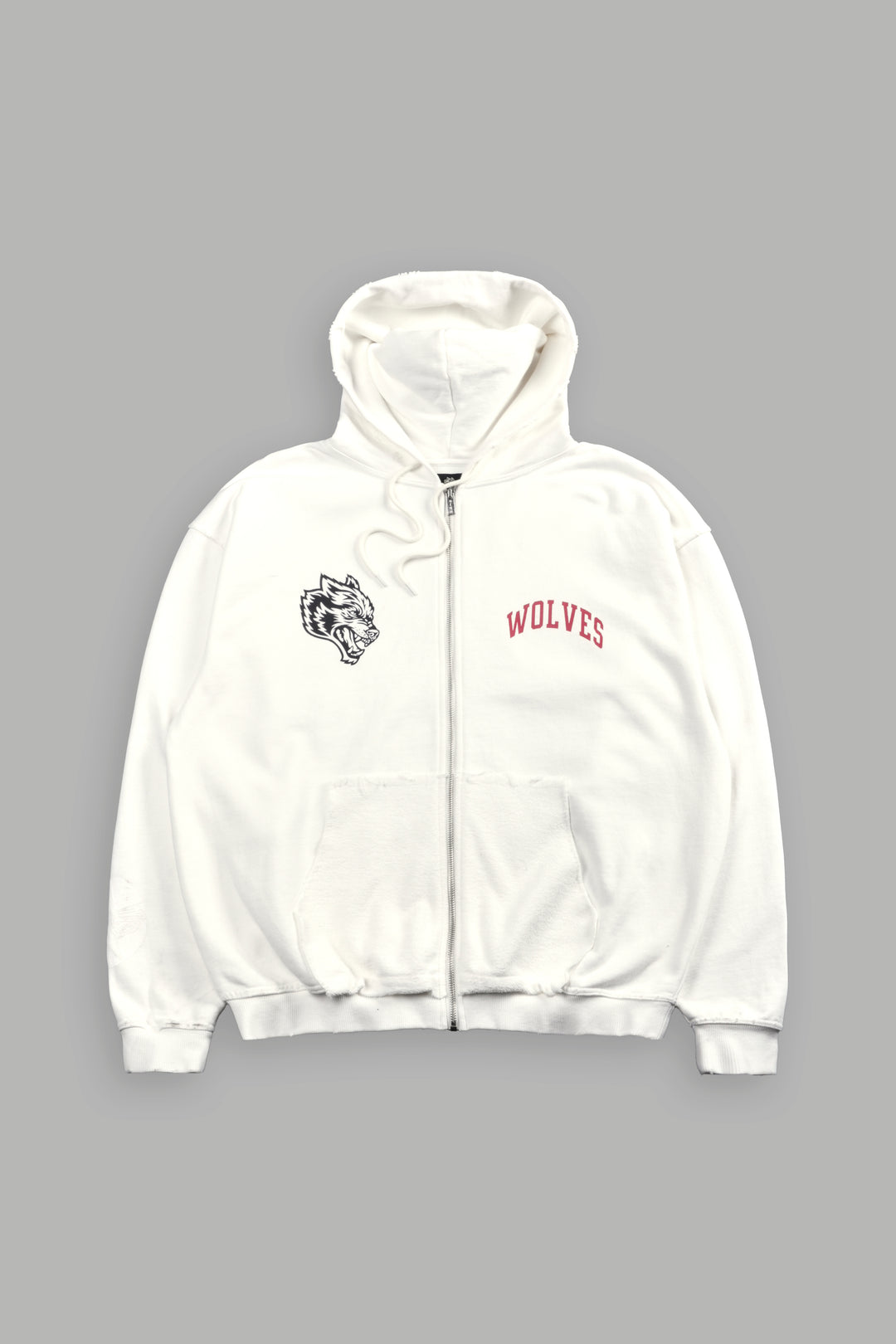 La Ca Frvr Grunge Moatis Zip Hoodie in Cream