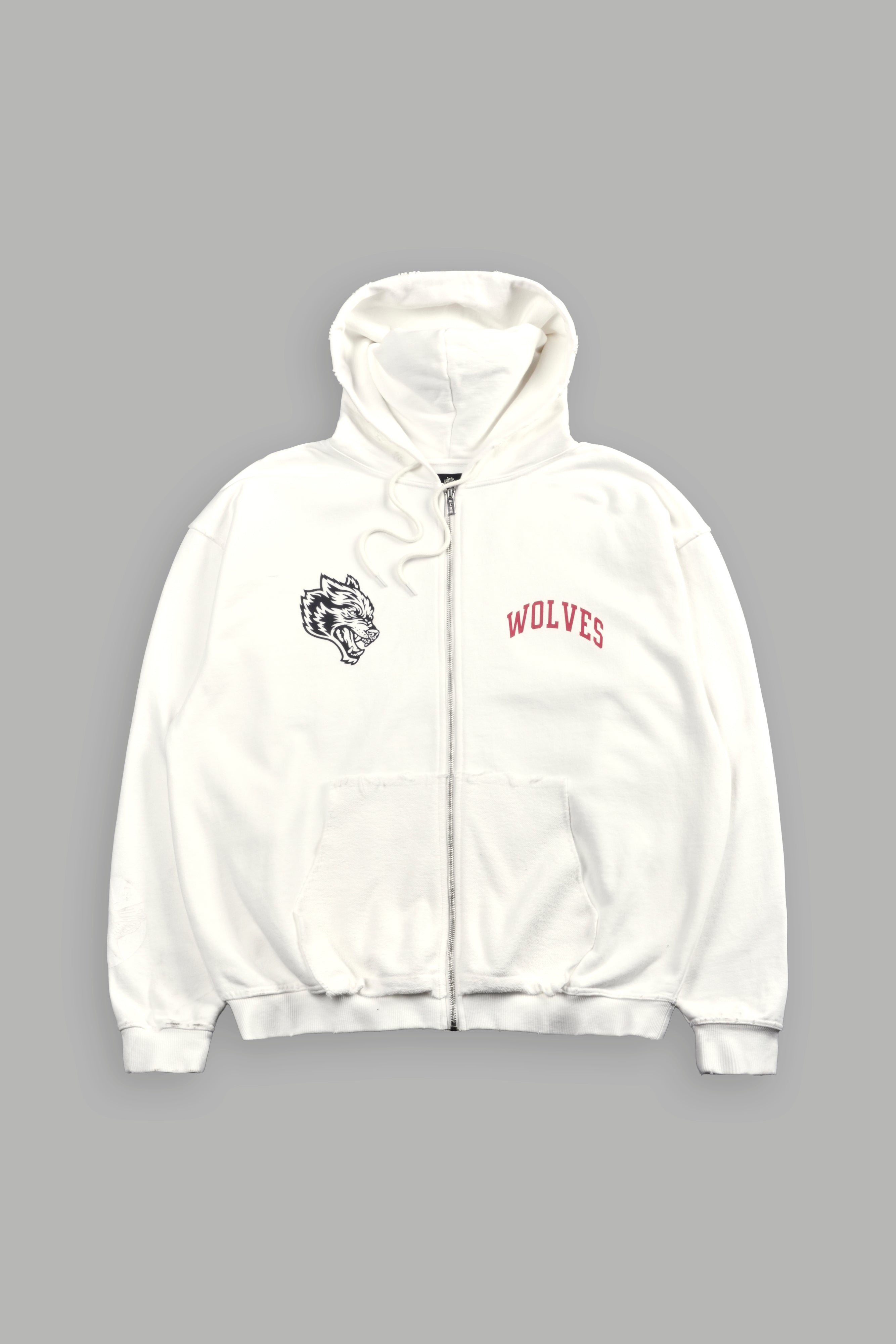 La Ca Frvr Grunge Moatis Zip Hoodie in Cream