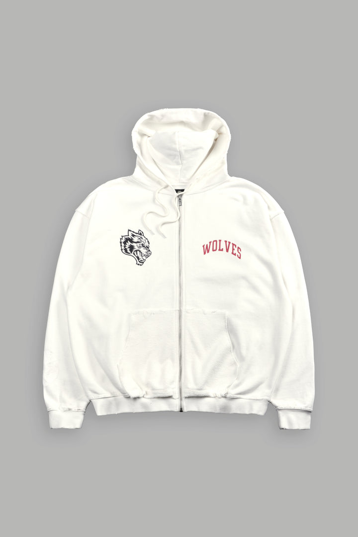 La Ca Frvr Grunge Moatis Zip Hoodie in Cream