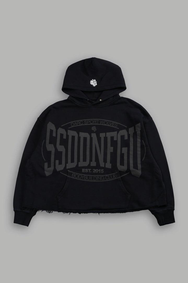 SSDDNFGU FRVR Raw Hem "Box Cut" Pierce Hoodie in Black