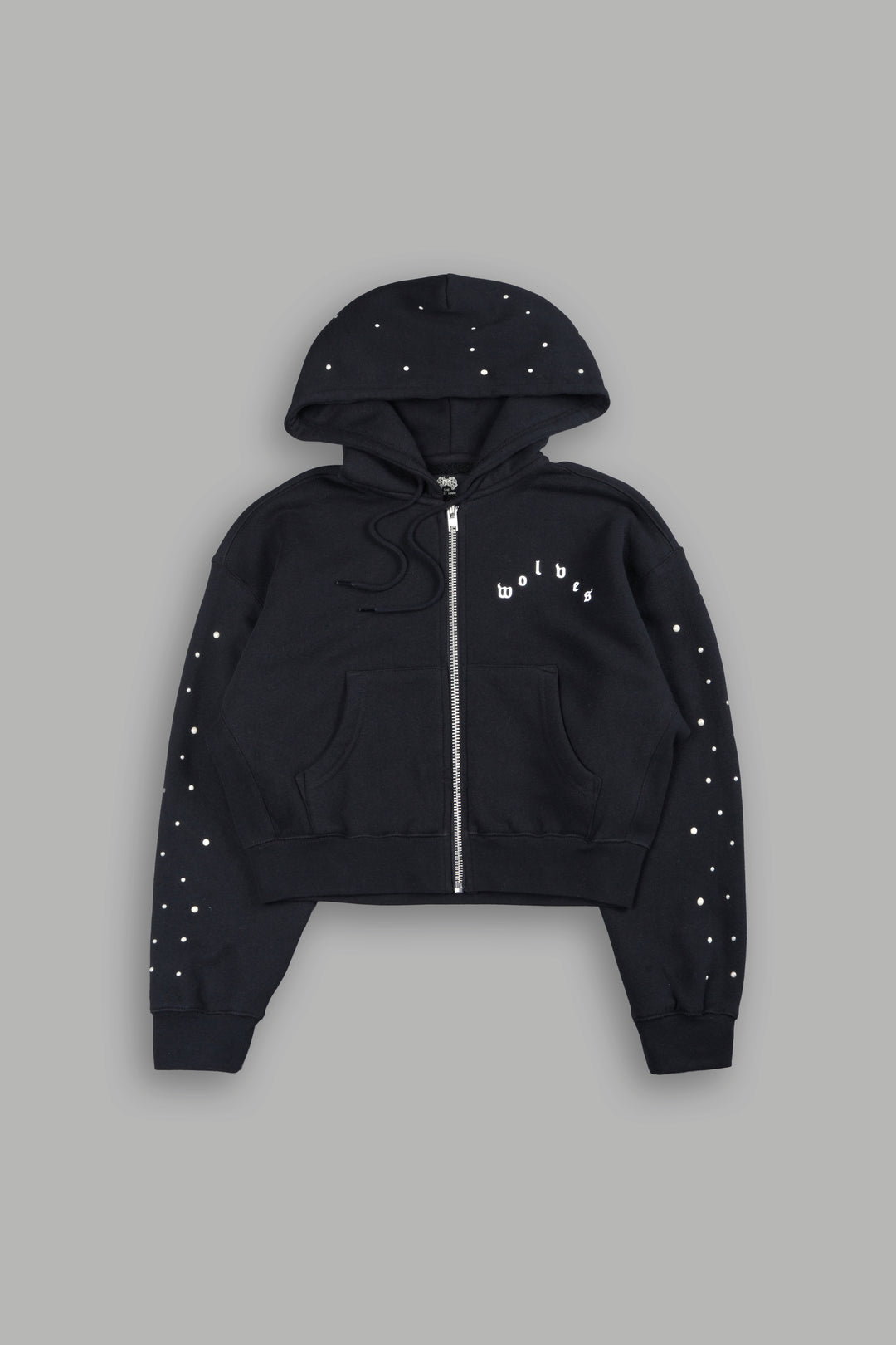 She Pearls Premium Sage Cropped Hoodie In Black
