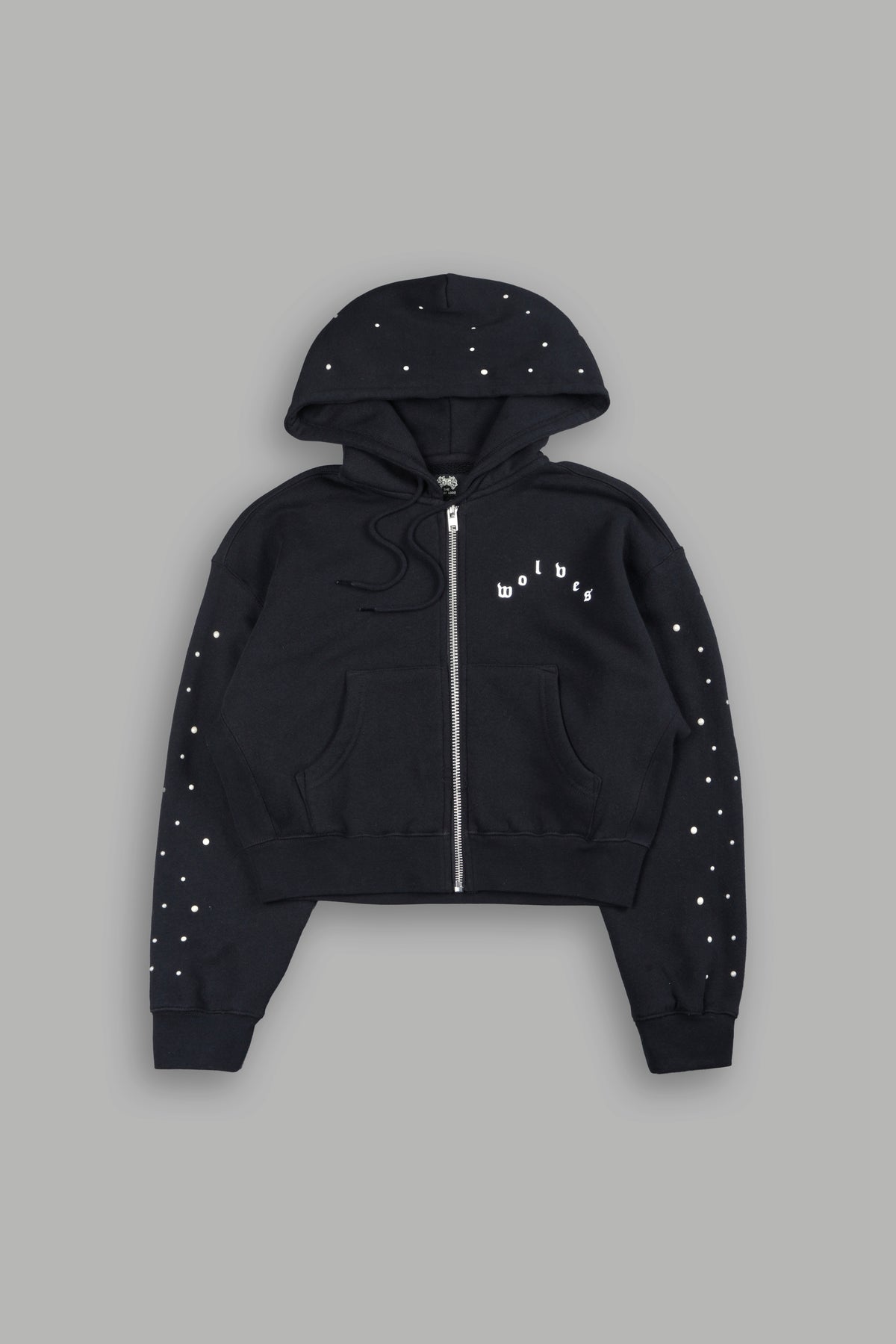 She Pearls Premium Sage Cropped Hoodie In Black