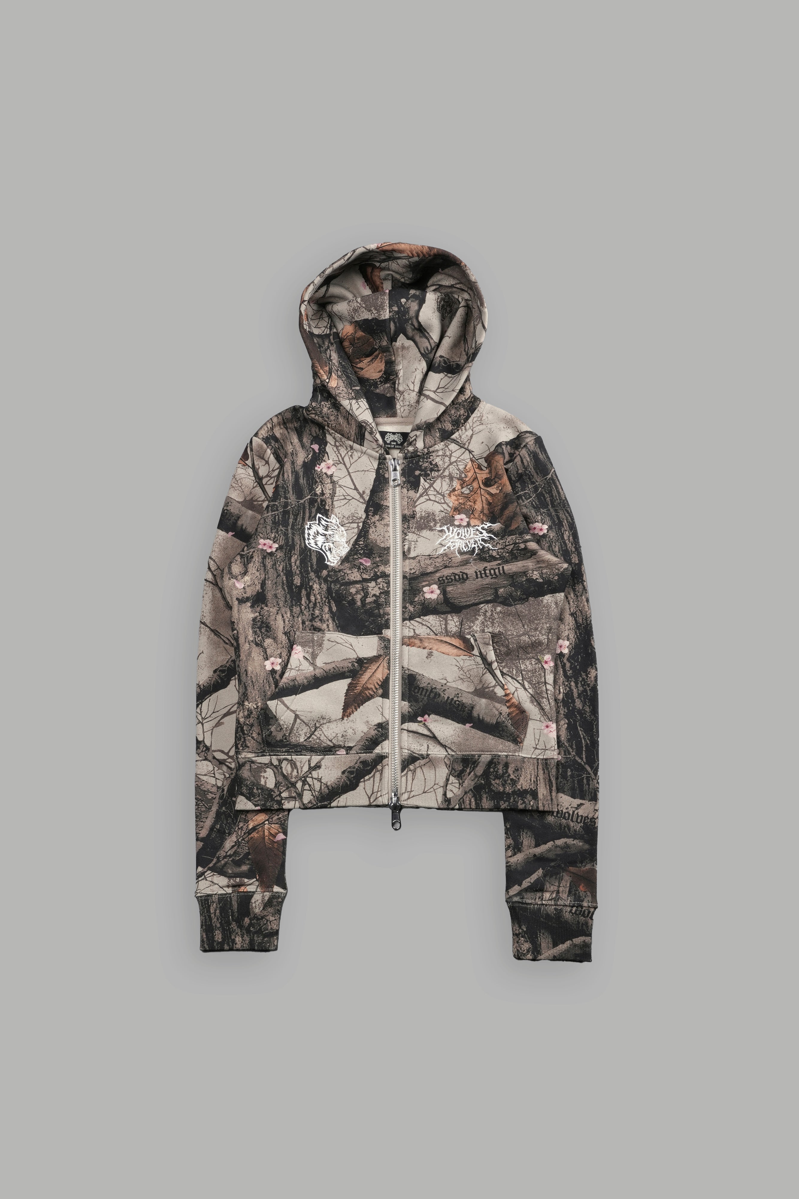 Moth Kanji "Iris" Zip Up Hoodie in Cherry Blossom Woodland Camo
