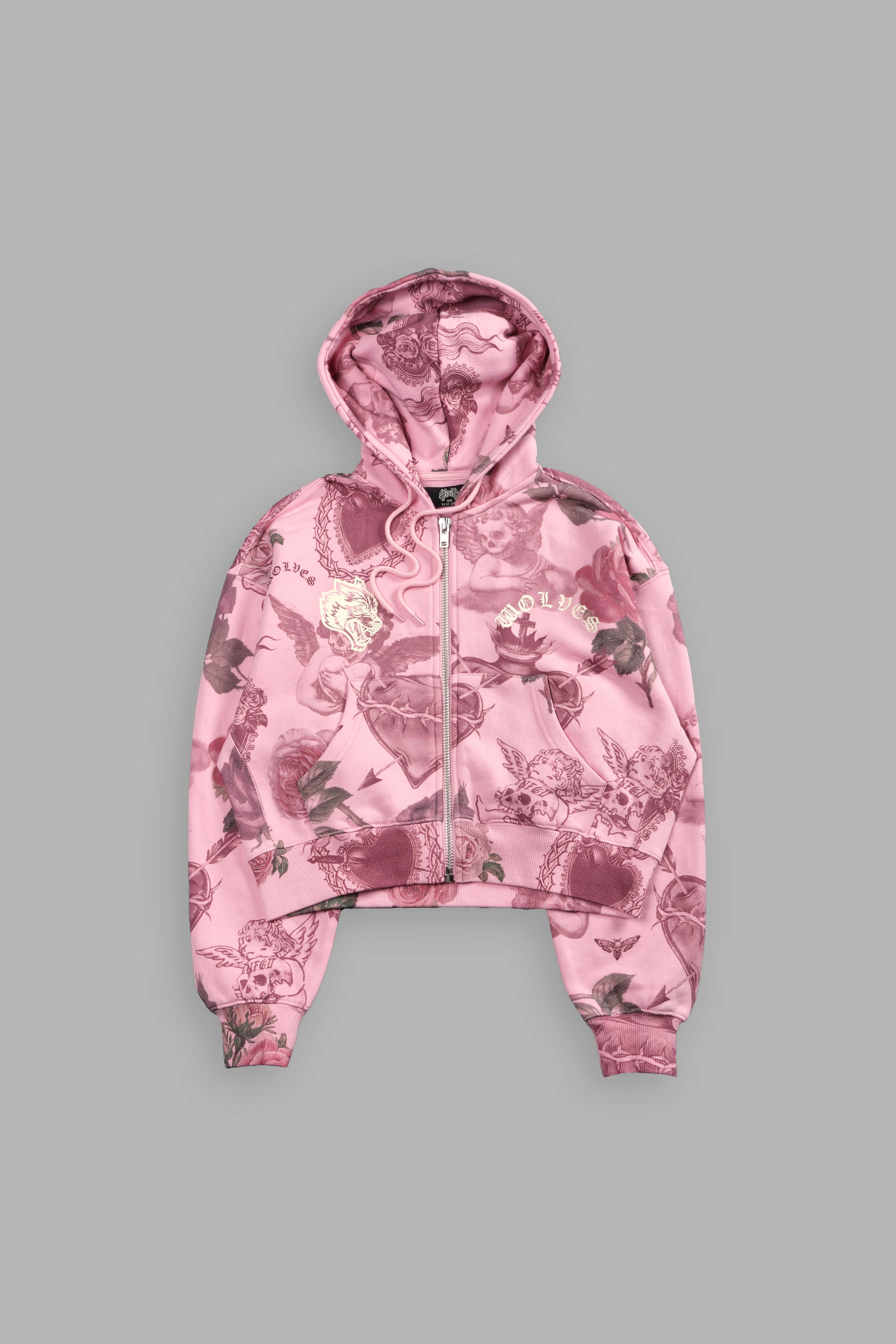 Wolf Chopper "Sage" Cropped Zip Hoodie in De la Rosa