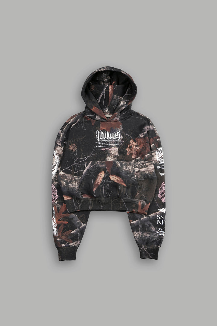 Create Your Own Life "Owen" (Cropped) Hoodie in Darc Brown Woodland Camo