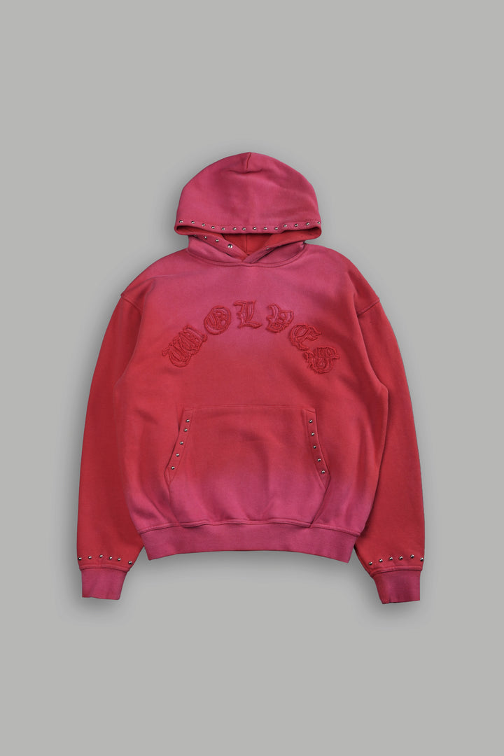 Studded Chopper Appliqué Pierce Hoodie in Roman Red Drift Wash