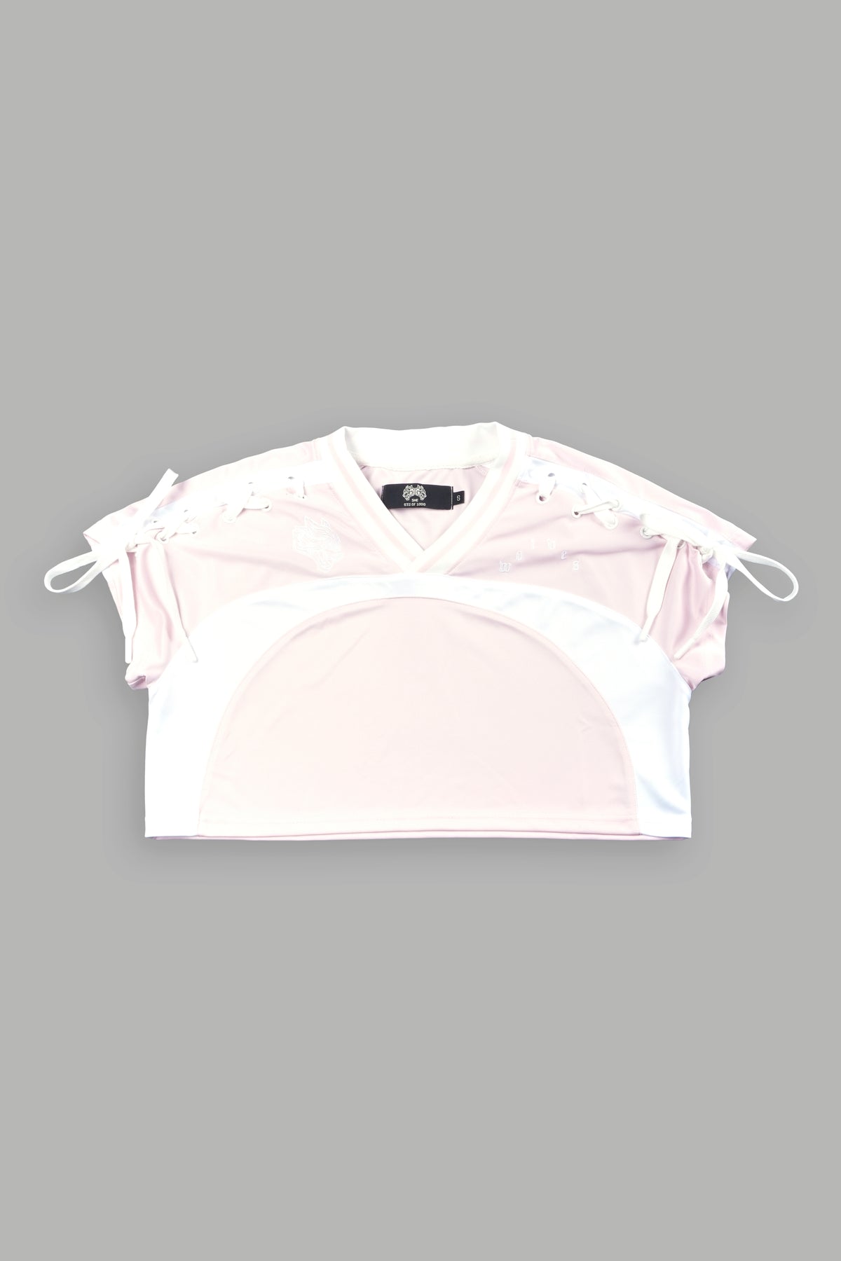 Wolf Pyramid She Laced Crop Jersey Top In Blush Pink