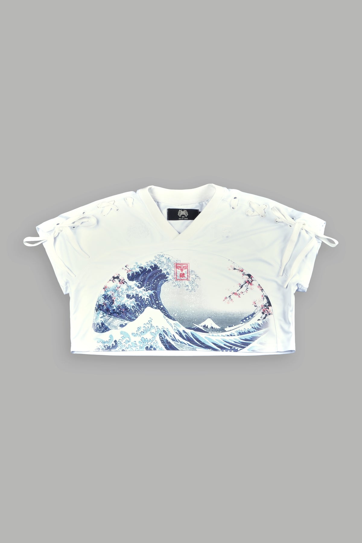 She Wave She Laced Crop Jersey Top in White